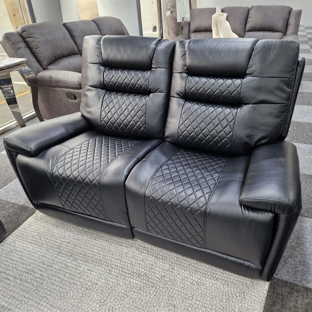 Halifax Massager Leather Electric Recliners 3+2 Seater Leather Sofa (Black, Grey) /LED LIGHTS/WIRELESS CHARGER
