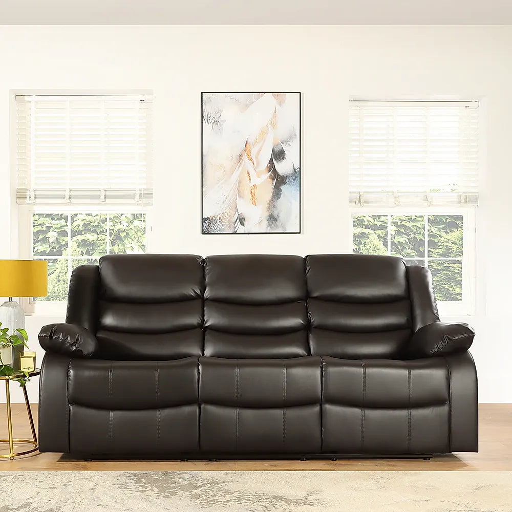 Roma Leather Recliner 3 Seater Brwon