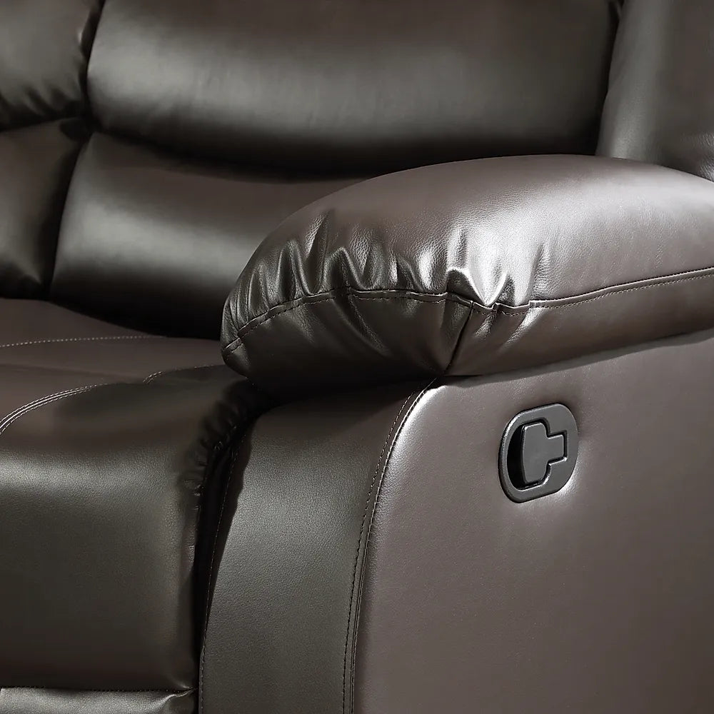 Roma Leather Recliner 2 Seater Brown