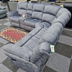Berlin Fabric Recliner Corner Sofa Grey