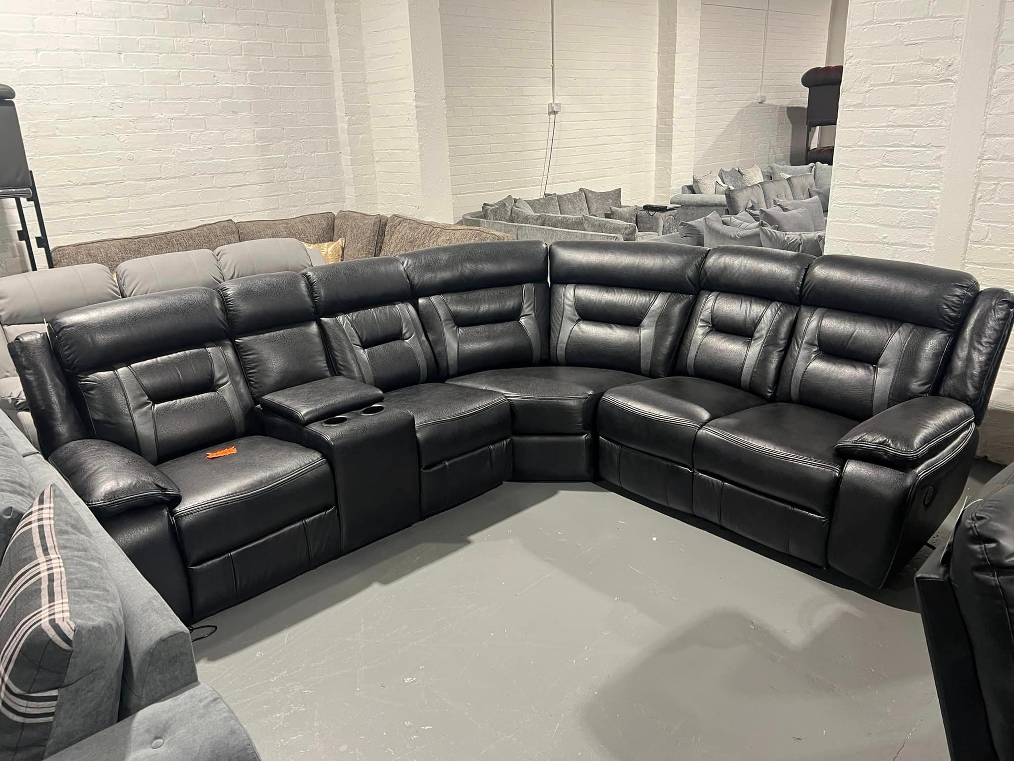 Nova Electric Recliner Real Leather Corner Sofa