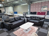 Kansas Leather Sofa 3+2 Black/Grey - Envogue Furniture uk