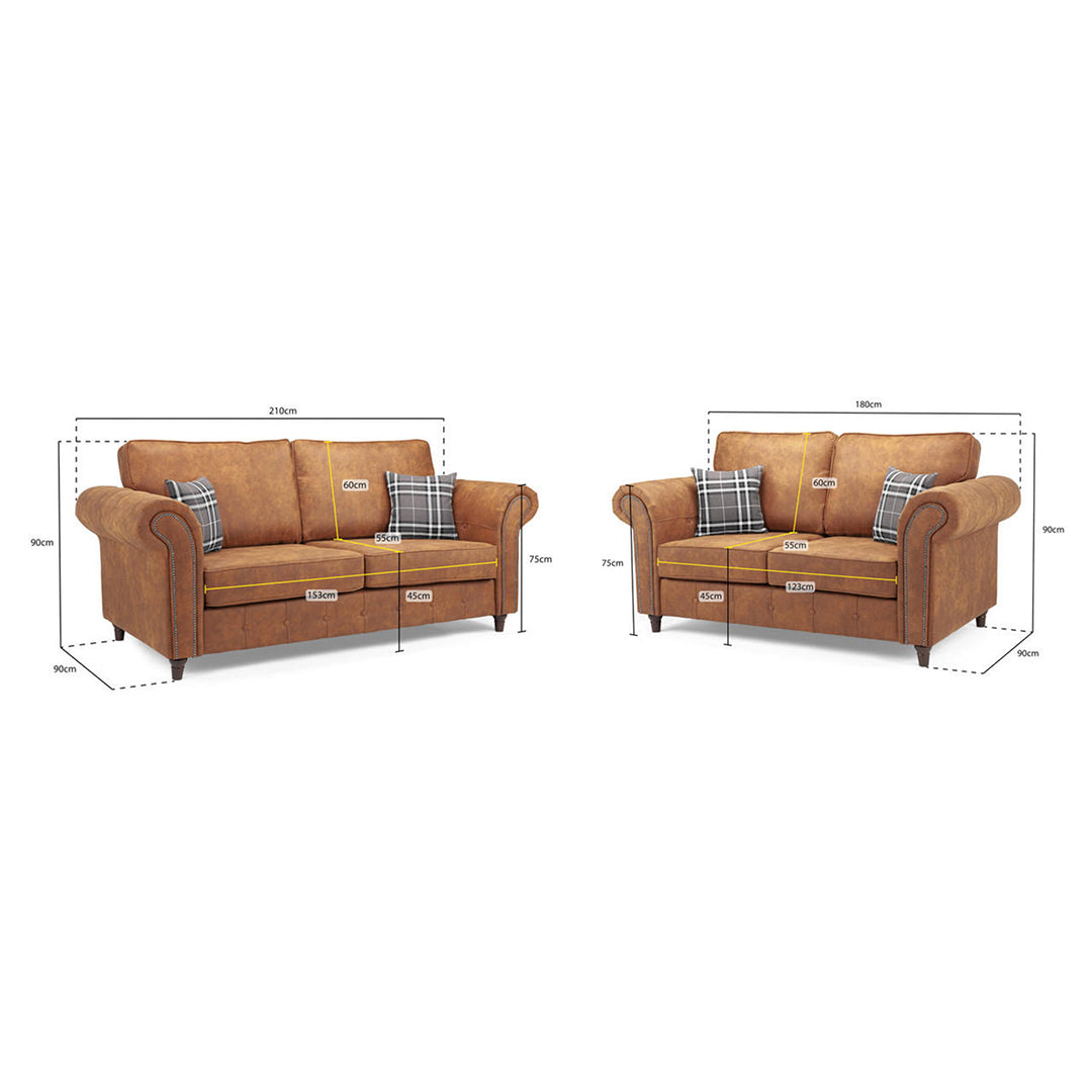 Oakland Leather Sofa 3+2 Seater Tan