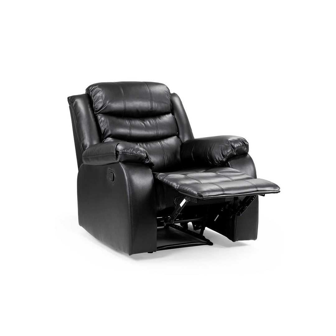 Roma Leather Recliner Sofa Arm Chair Black