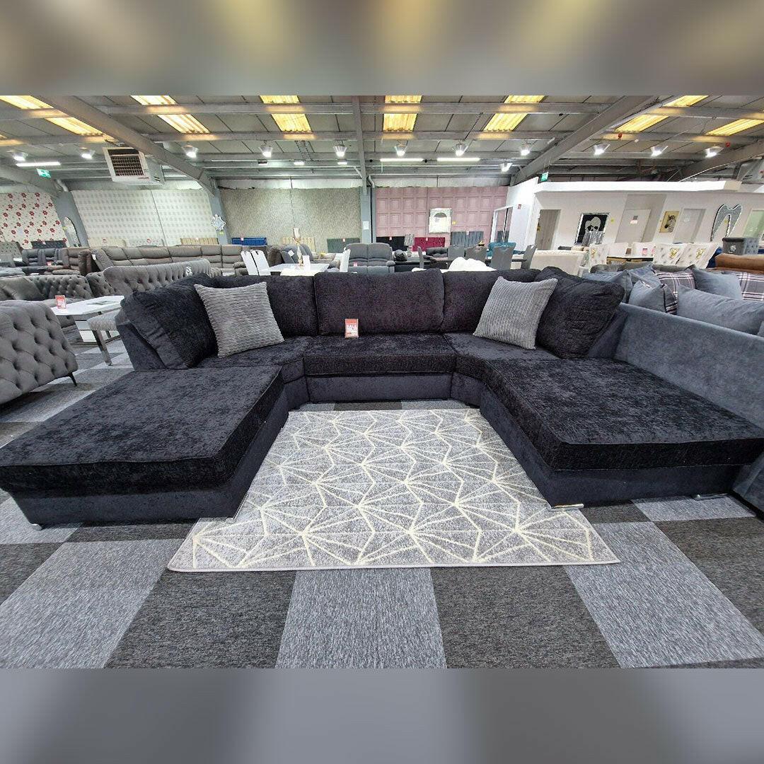 Bishop U Shape Sofa High Back In Black And Cream Colour – Envogue Furniture