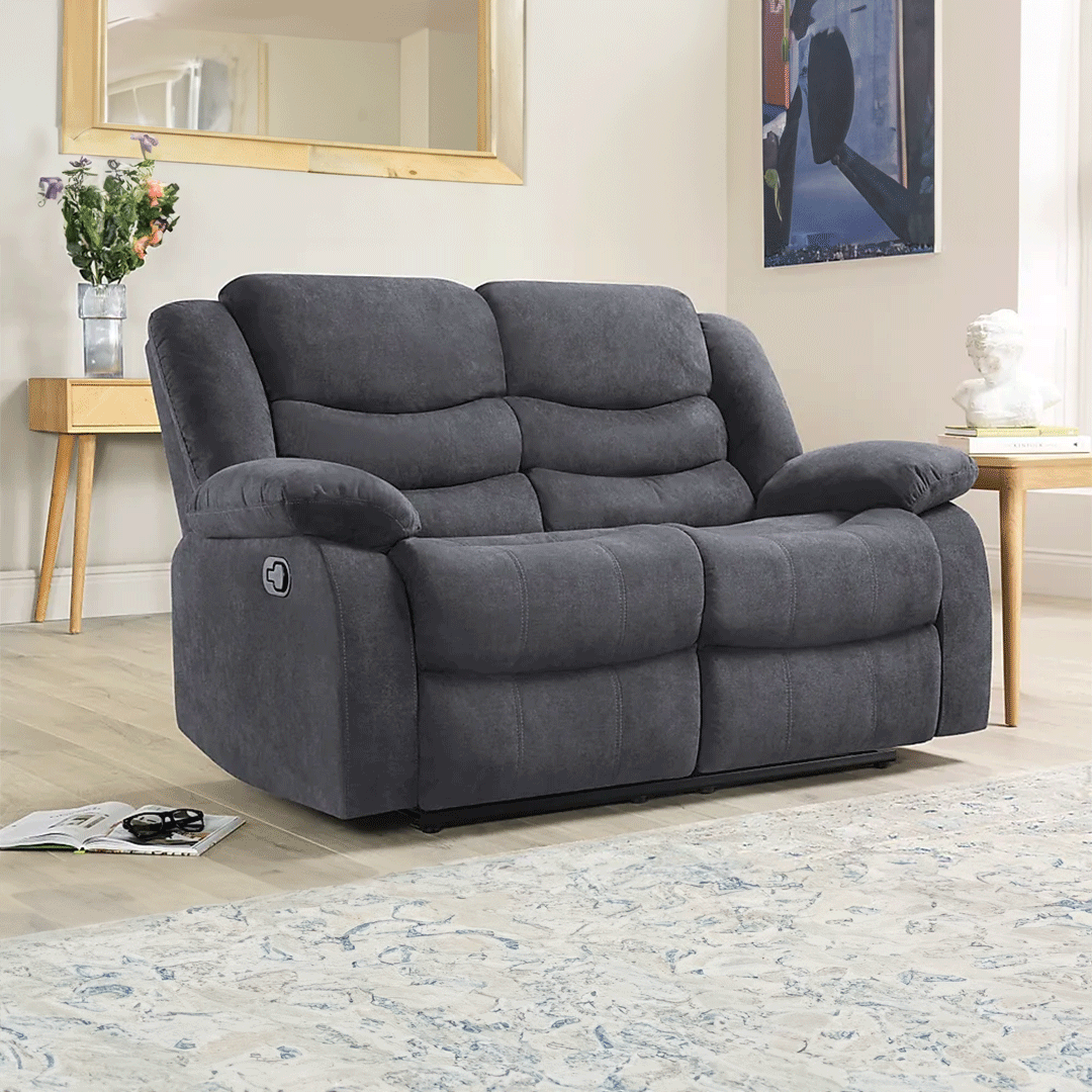 Sorrento Fabric Recliner Sofa 2 Seater Grey