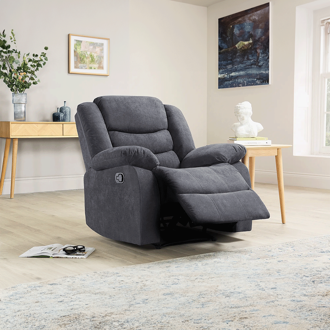 Sorrento Fabric Recliner Sofa Arm Chair Grey