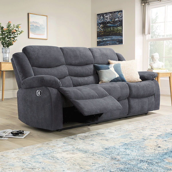 Sorrento Fabric Recliner Sofa 3+2 Seater Grey Envogue Furniture