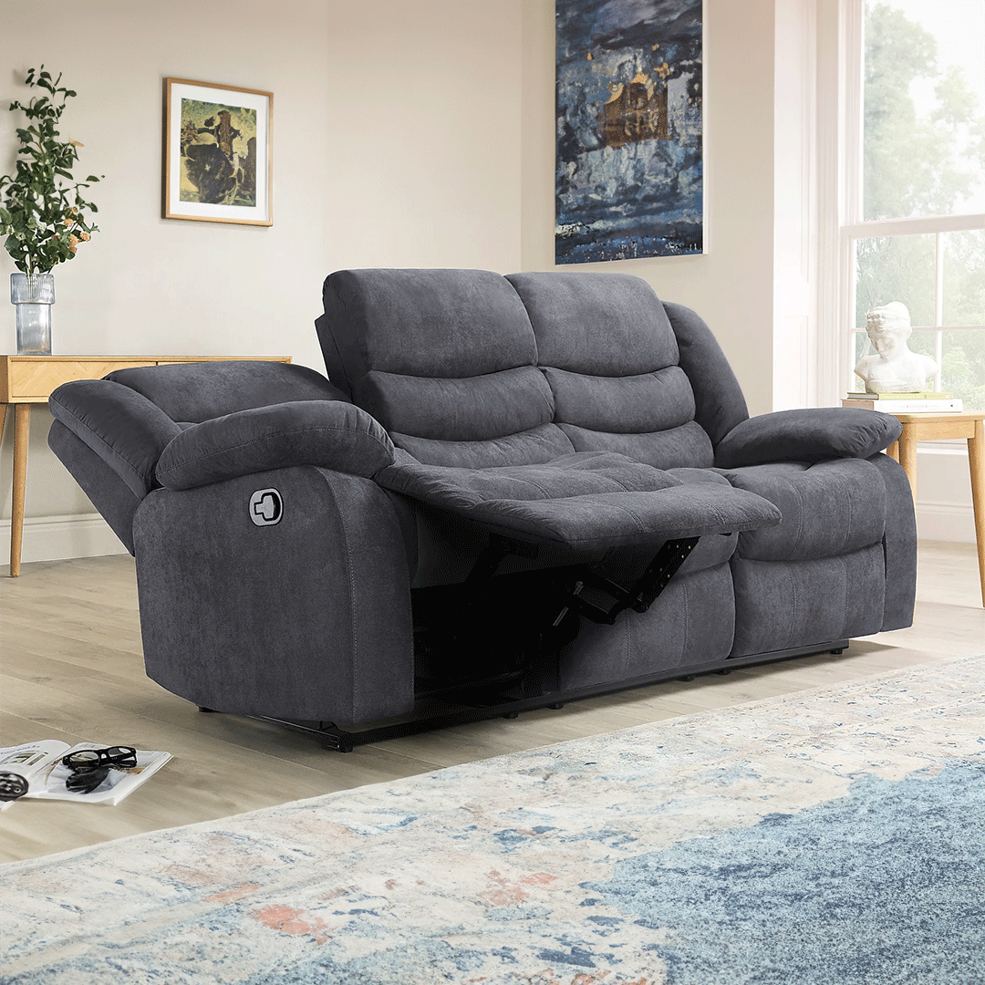 Sorrento Fabric Recliner Sofa 3 Seater Grey