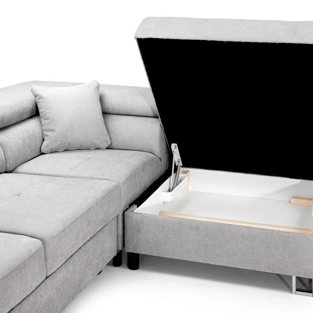 Anton Sofabed Corner Sofa Bed With Storage Box Grey