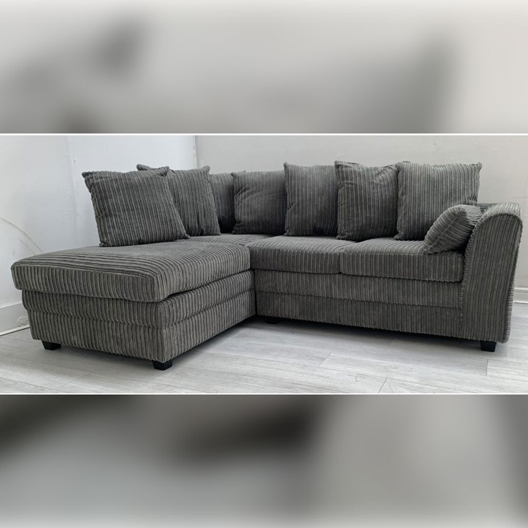 Dylan Jumbo Cord Corner Sofa Grey