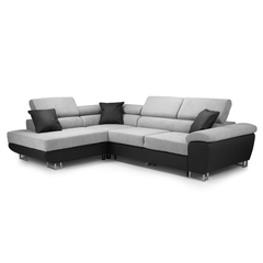 Anton Sofabed Corner Sofa Bed With Storage Box Grey-Black