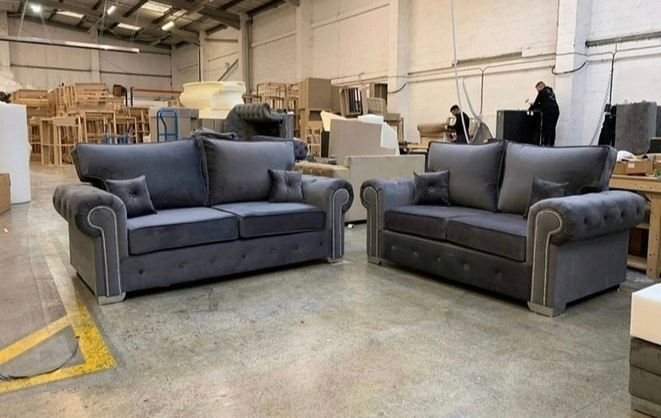 Olympia Sofa 3+2 Seater High Back Cream/Grey
