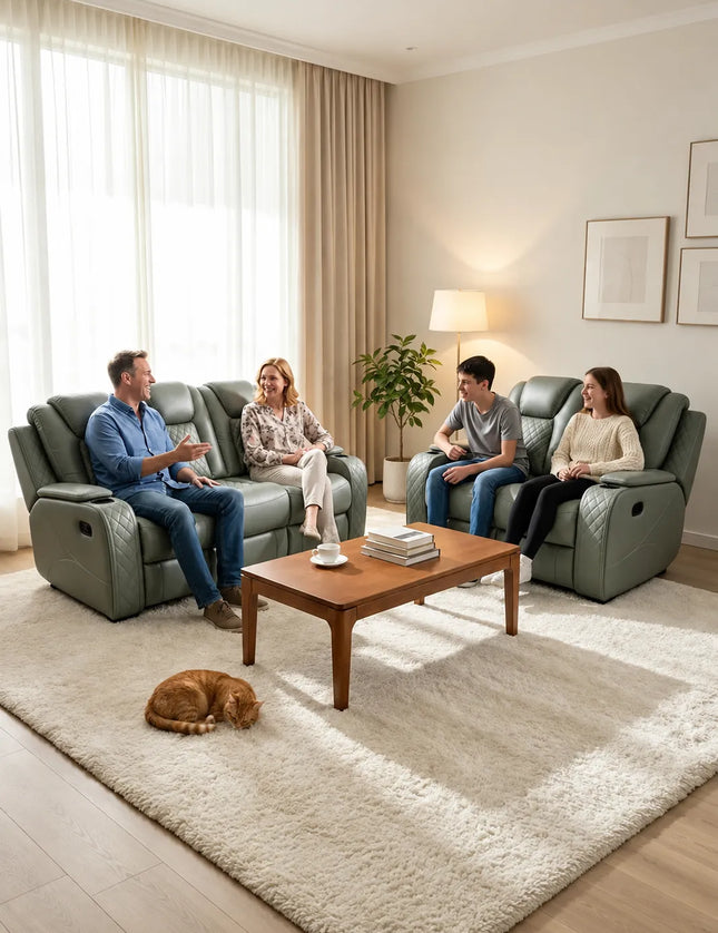 Antalya 3 & 2 Seater Leather Recliner Sofa Set – Black, Grey & Brown | Premium Comfort & Modern Style