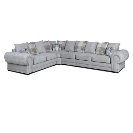 Verona Corner Sofa Scatter Back 6 Seater Grey - furniture direct online Uk