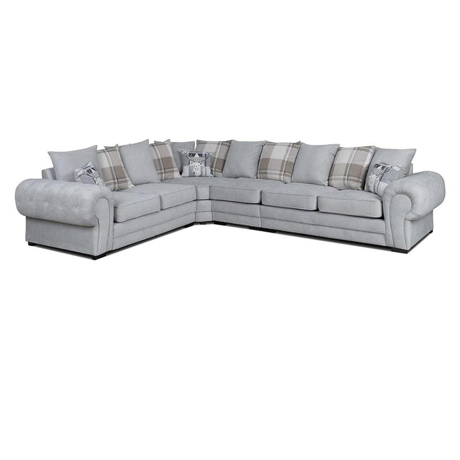 Verona Corner Sofa Scatter Back 6 Seater Grey - furniture direct online Uk