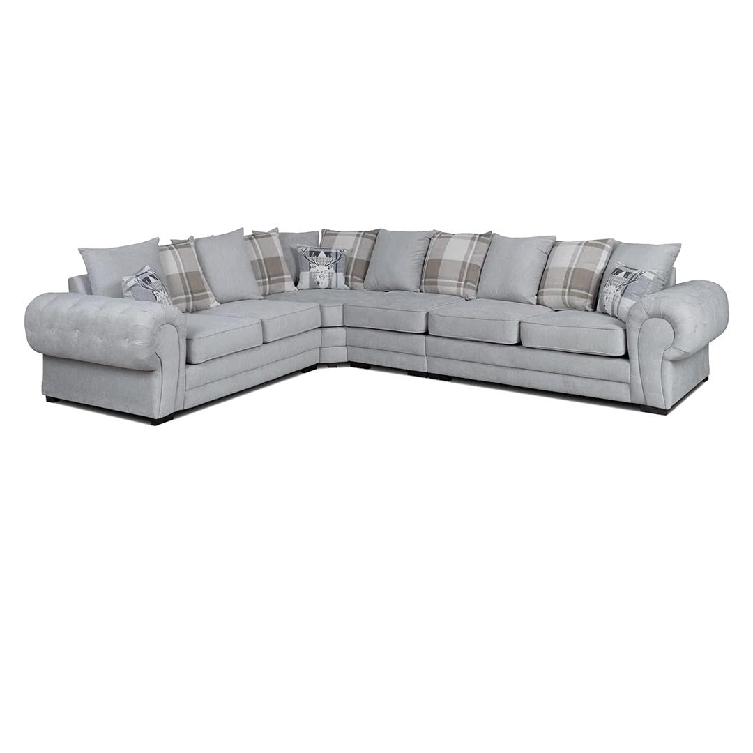 Verona Corner Sofa Scatter Back 6 Seater Grey