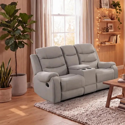 Phoenix Fabric Manual Recliner 3+2 Seater Sofa Set with Cupholders – Grey