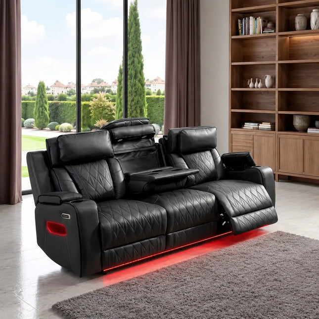 Osman Smart Leather 3+2 Seater Sofa | RGB LED, Wireless ...
