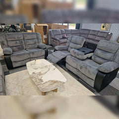 Rio Cord Fabric Recliner 3+2 Seater Sofa Grey