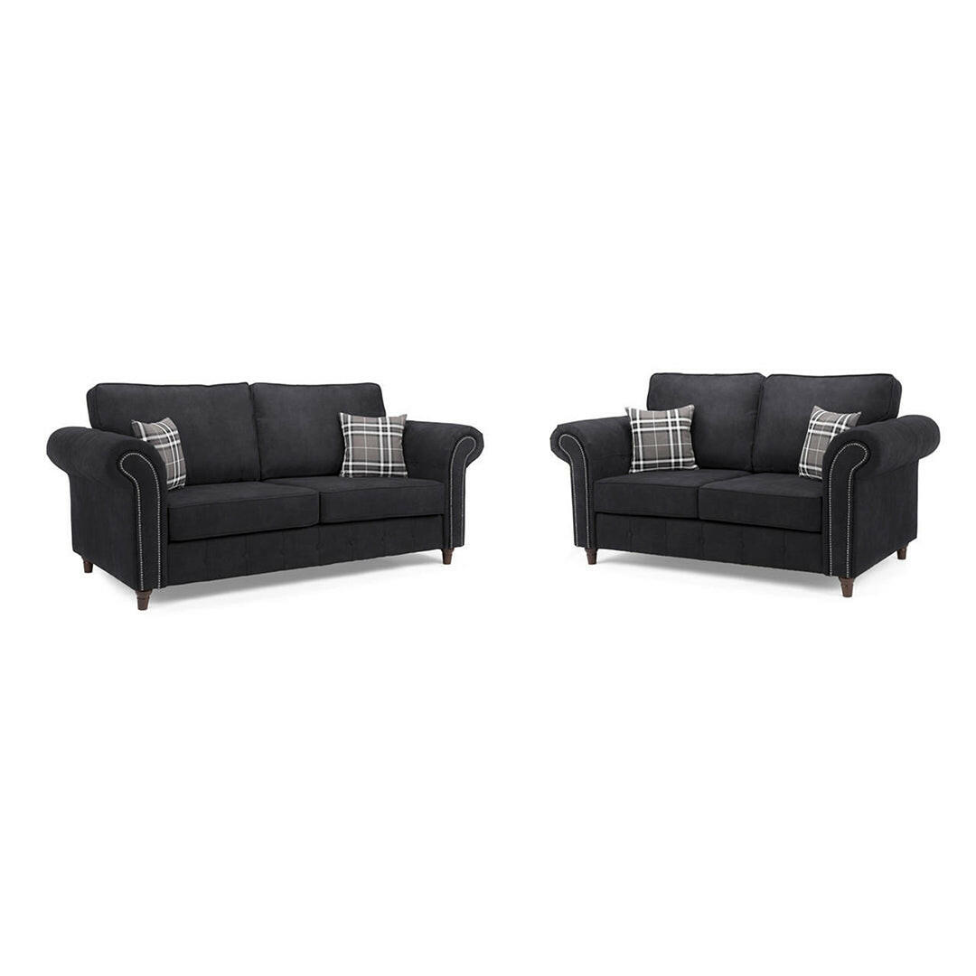 Oakland Leather Sofa 3+2 Seater Black