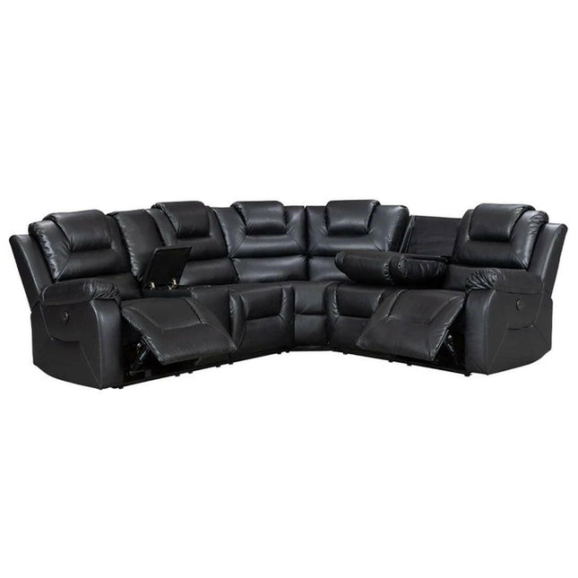 Oxford Electric Recliner Corner Sofa Grey Aire Leather