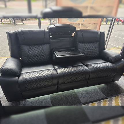 Lisbon Leather Electric Recliner Sofa 3+2 Seater – USB Ports, C-Type Port, LED Lights, Wireless Charging & Cup Holders