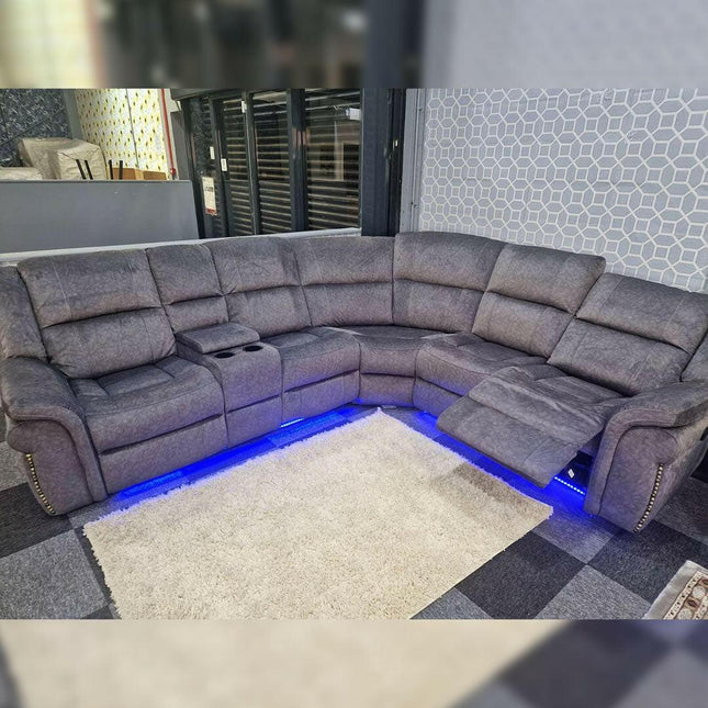 Berlin Fabric Electric Recliner Corner Sofa Grey