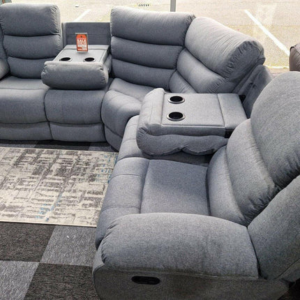 Sorrentino Recliner Sofa Set 3+2 in Grey Chenille Fabric