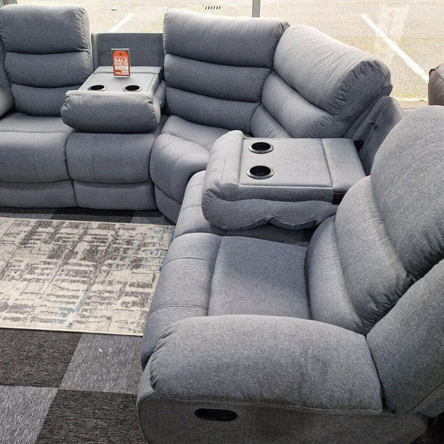 Sorrentino Recliner Sofa Set 3+2 in Grey Chenille Fabric