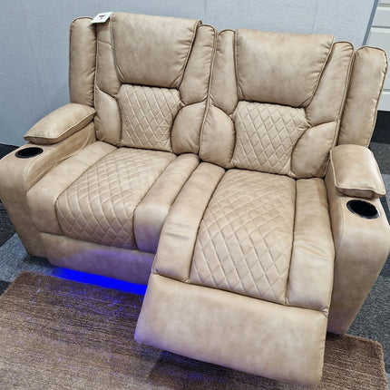 Orlando Electric Recliners 3+2 Seater Leather Sofa (Brown, Moche) /LED LIGHTS/WIRELESS CHARGER