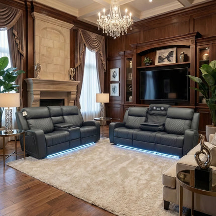 Leather Electric Recliners Sofa With Cupholders