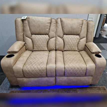Orlando Electric Recliners 3+2 Seater Leather Sofa (Brown, Moche) /LED LIGHTS/WIRELESS CHARGER