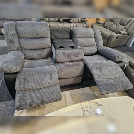Rio Recliner 3+2 Sofa Set Grey Cord