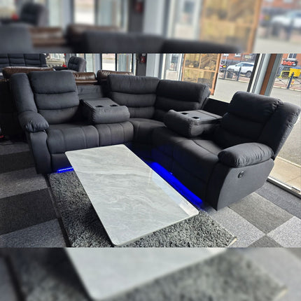 Naples Electric Corner Recliner Sofa in Grey Fabric