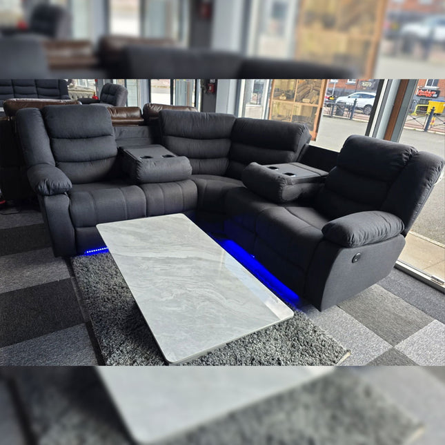 Naples Electric Corner Recliner Sofa in Grey Fabric