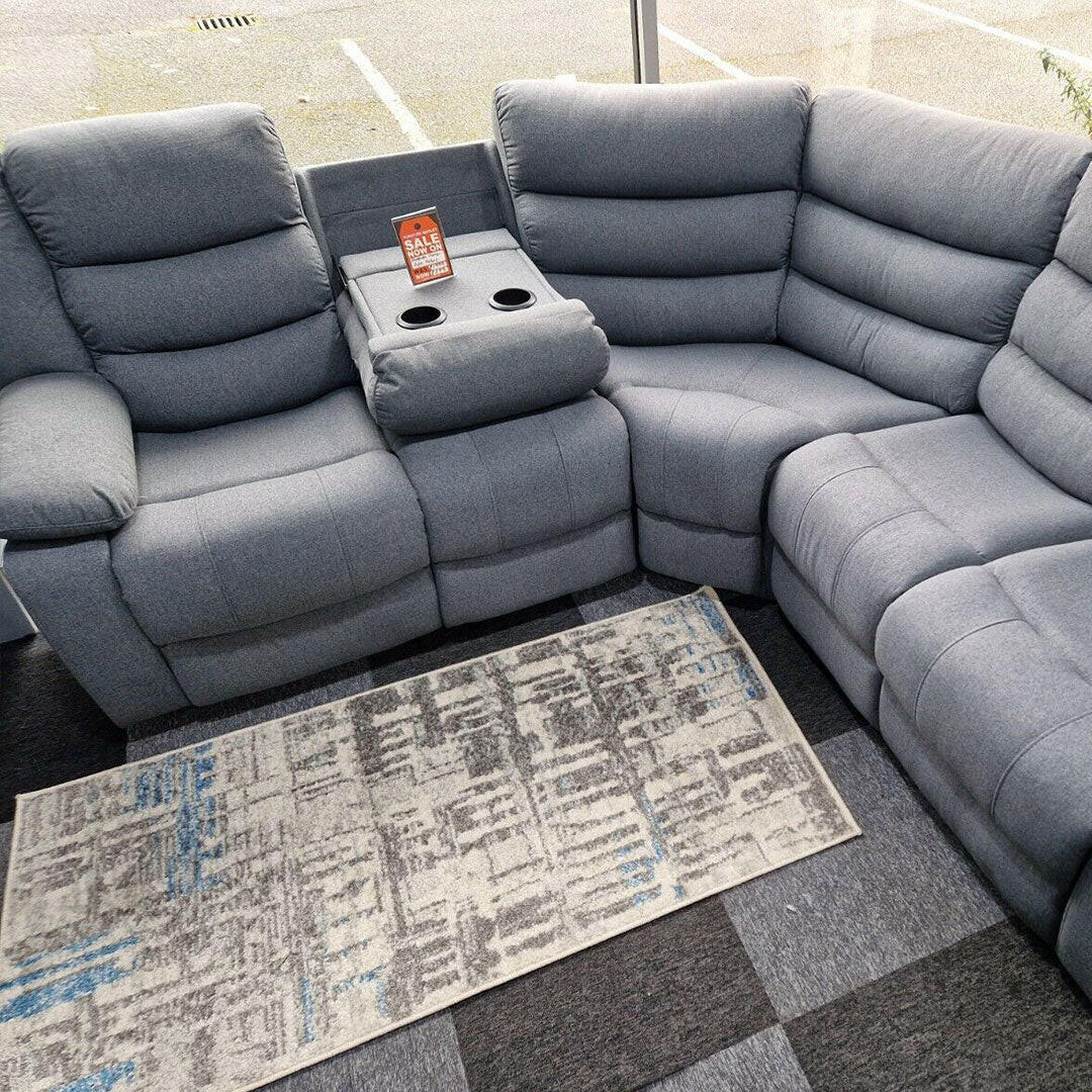 Sorrento Fabric Recliner Corner Sofa Grey - Envogue Furniture