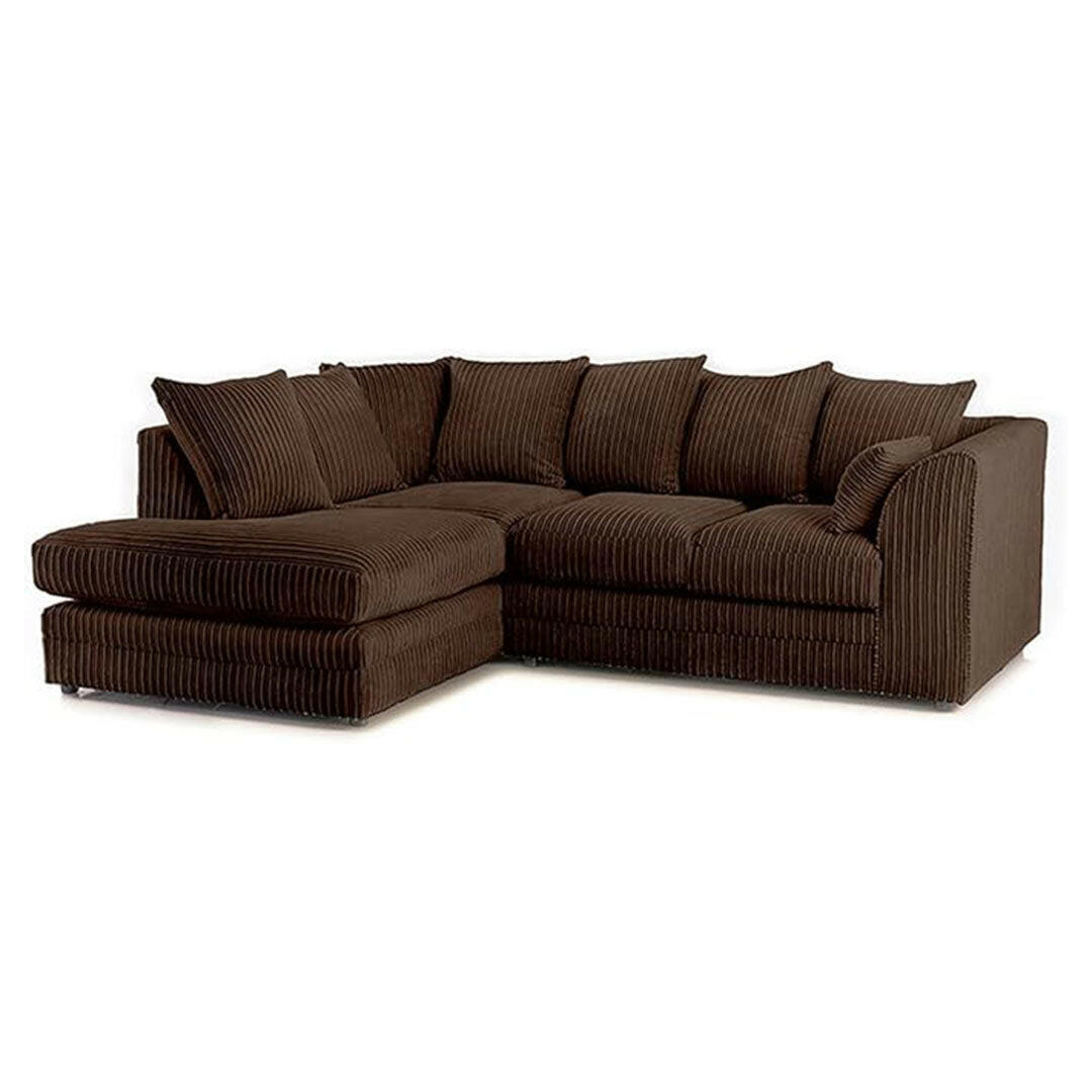 ENV Dylan Fabric Corner Sofa Black | Soft Jumbo Cord 3-4 Seater Corner Sofa