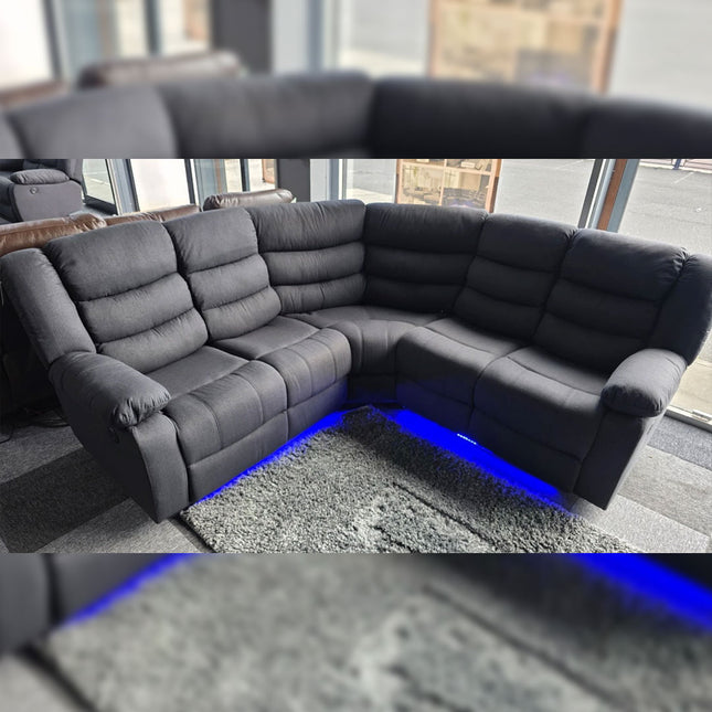 Naples Electric Corner Recliner Sofa in Grey Fabric