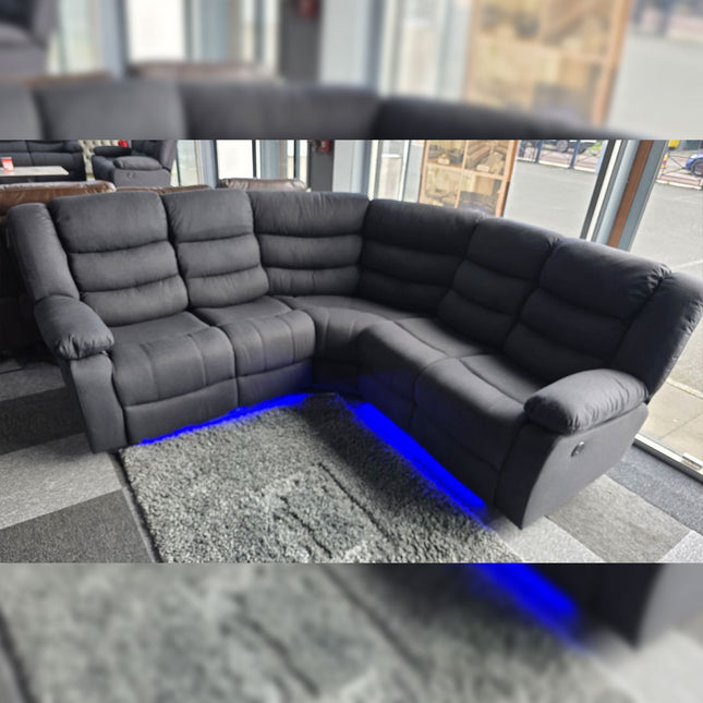 Naples Electric Corner Recliner Sofa in Grey Fabric