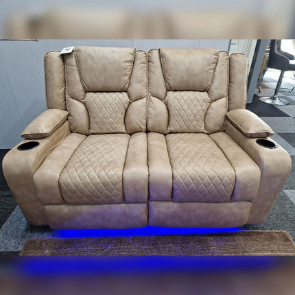 Orlando Electric Recliners 3+2 Seater Leather Sofa (Brown, Moche) /LED LIGHTS/WIRELESS CHARGER