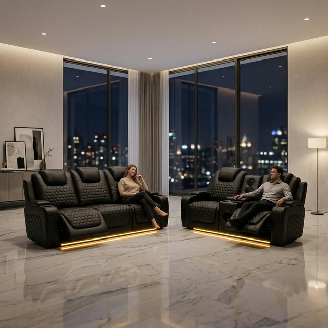 Leather Electric Recliner Sofa 2 And 3 Seater
