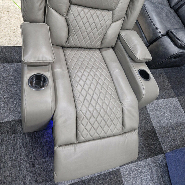 Orlando Electric Recliners Leather Arm Chair (Black, Grey,Brown) /LED LIGHTS/USB PORTS - Envogue Furniture