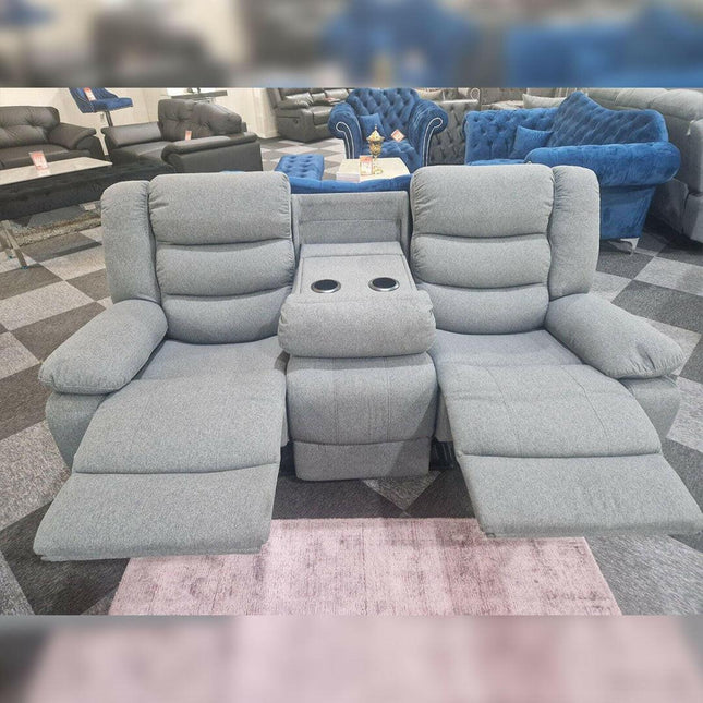 Roma Fabric Recliner Sofa 2 Seater Grey - Envogue Furniture uk