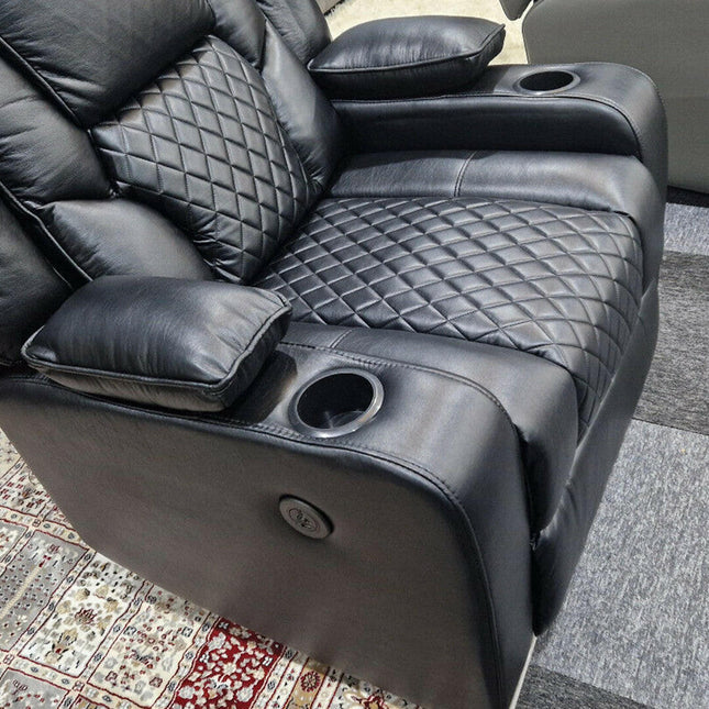 Orlando Electric Recliners Leather Arm Chair (Black, Grey,Brown) /LED LIGHTS/USB PORTS - Envogue Furniture