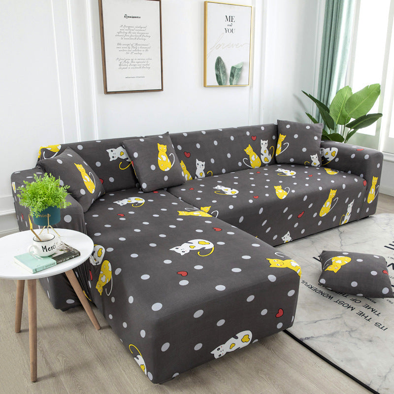 Geometric Design Spandex Corner Sofa Covers Long Elastic Material Couch Cases