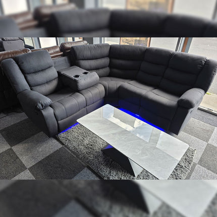 Naples Electric Corner Recliner Sofa in Grey Fabric