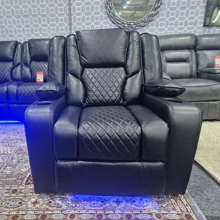 Orlando Electric Recliners Leather Arm Chair (Black, Grey,Brown) /LED LIGHTS/USB PORTS - Envogue Furniture