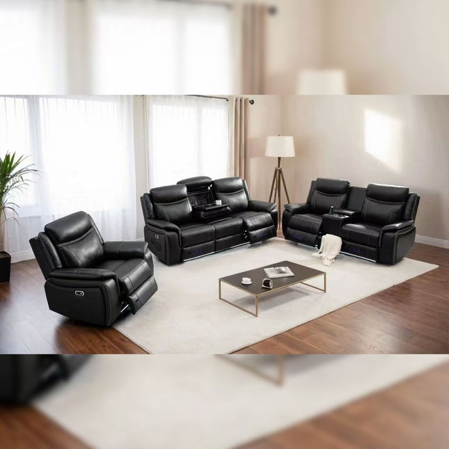 Parada Leather Electric Recliner Sofa 3+2 Seater-Bluetooth/USB/C-Type/Led/Cooling-Heating Cup Holders