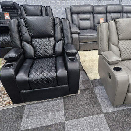 Orlando Electric Recliners Leather Arm Chair (Black, Grey,Brown) /LED LIGHTS/USB PORTS - Envogue Furniture